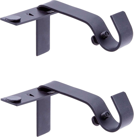 Kenney Fast Fit 5/8" No Measure Curtain Rod Brackets, Matte Black