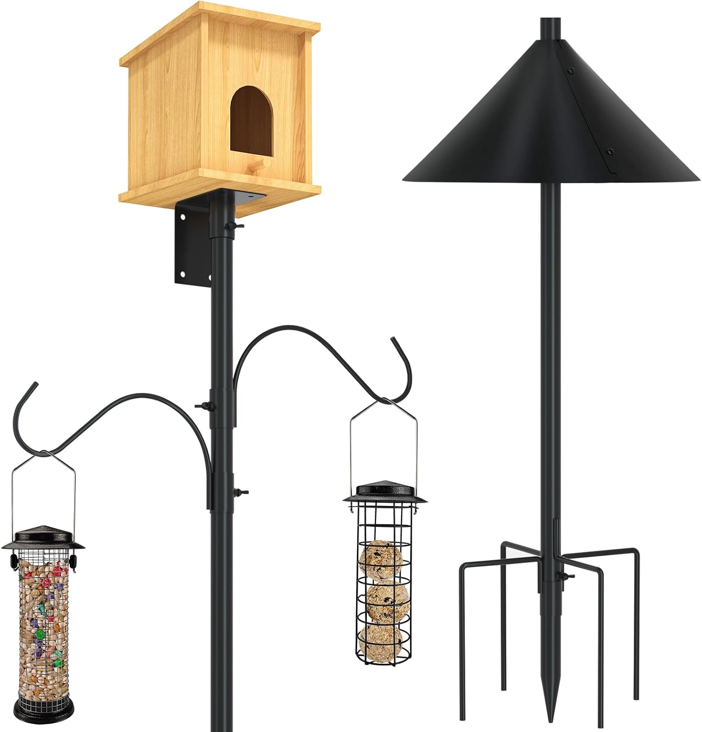 ERYTLLY Bird House Pole 80 Inch Bird Feeder Pole with Squirrel Baffle 