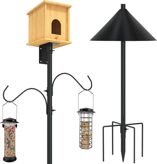 ERYTLLY Bird House Pole 80 Inch Bird Feeder Pole with Squirrel Baffle 