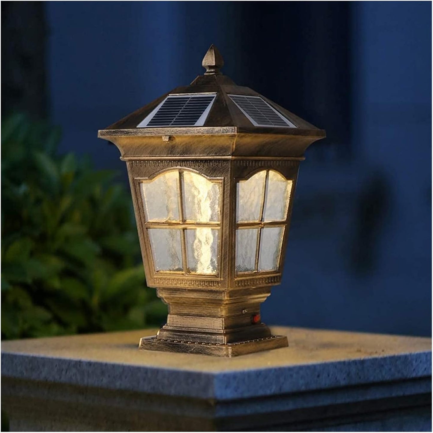Courtyard Light Post Solar Outdoor Waterproof E27 Lights Villa Garden Door Column Wall Lamp Aluminum Home Decor Pillar Black Warm Street(Brass,Silver)