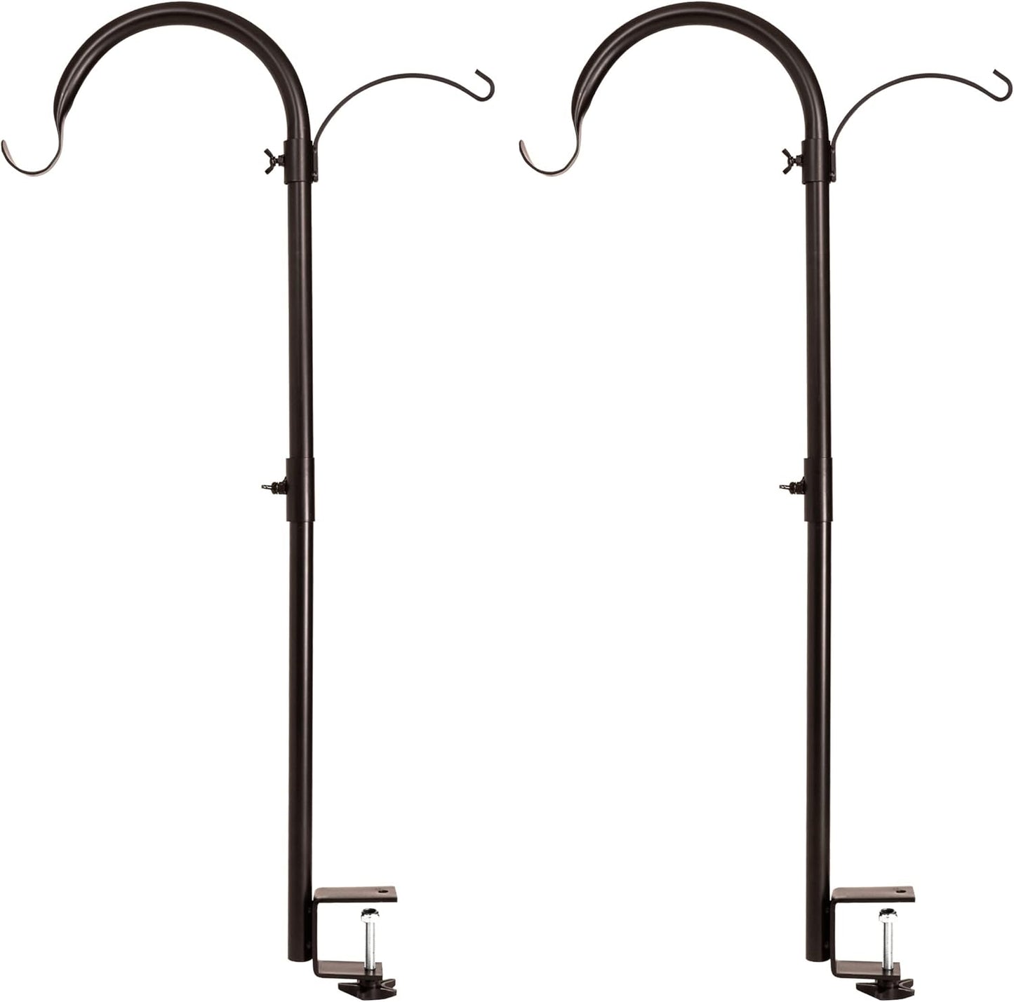 Asani 2 Pack Shepherds Hook Bird Feeder Poles, Weather-Resistant Plant and Bird Feeder Hanger with 2 Hooks, Adjustable Bird House Pole with a Sturdy Steel Construction, for Feeders, Baskets, Lanterns
