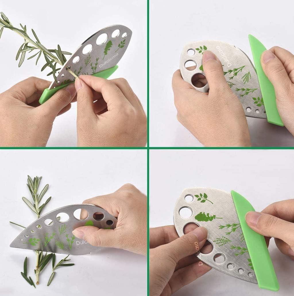 Herb Stripper 9 Holes, Pack of 2, Stainless Steel Herb Cutter with Saf