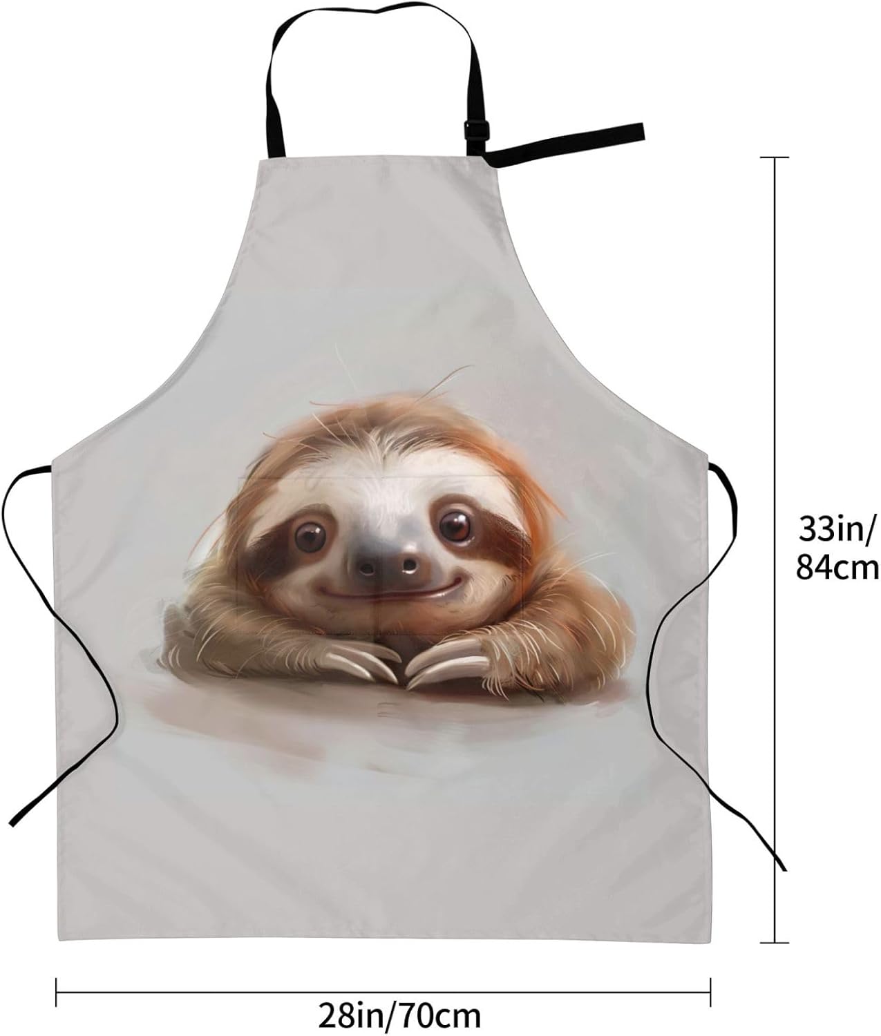 Adorable Sloth print Waterproof chef's apron with pocket apron for kitchen cooking baking barbecue and gardening