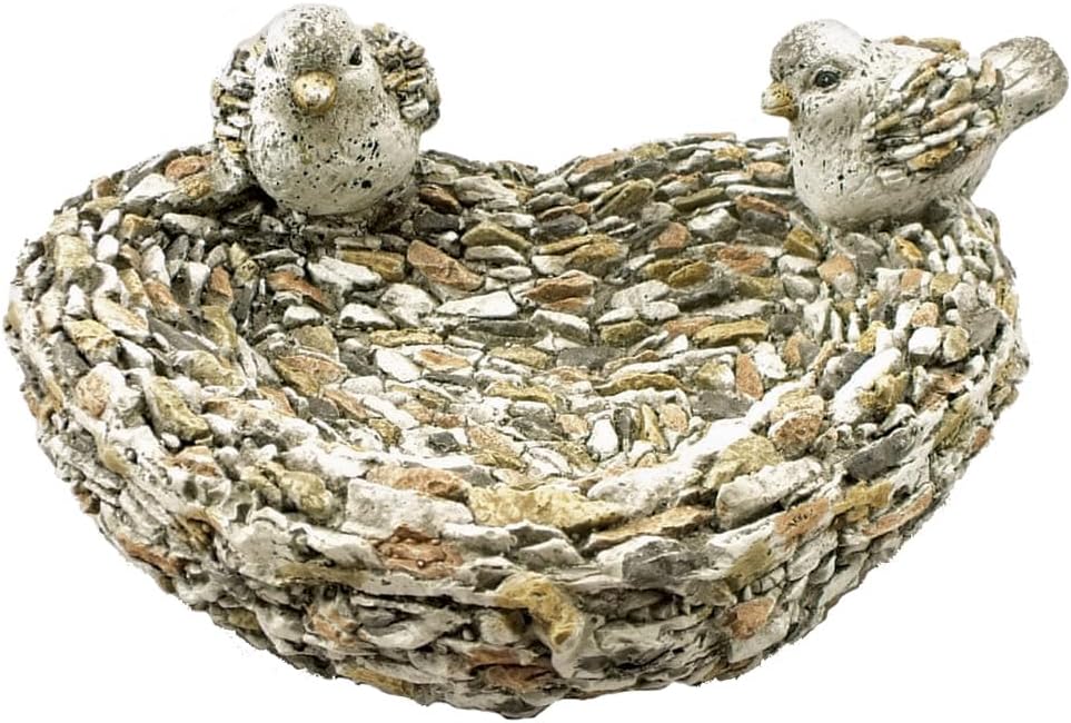 Pebble-Stone Bird Bath, Poly Stone