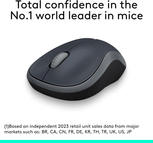 Logitech M185 Wireless Mouse, 2.4GHz with USB Mini Receiver, 12-Month 