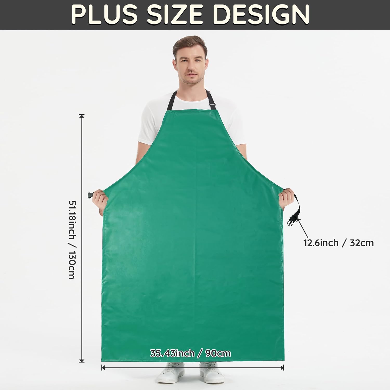 Thicker Rubber Apron, Extra Long Adjustable Apron, Heavy Duty Oil&Chem