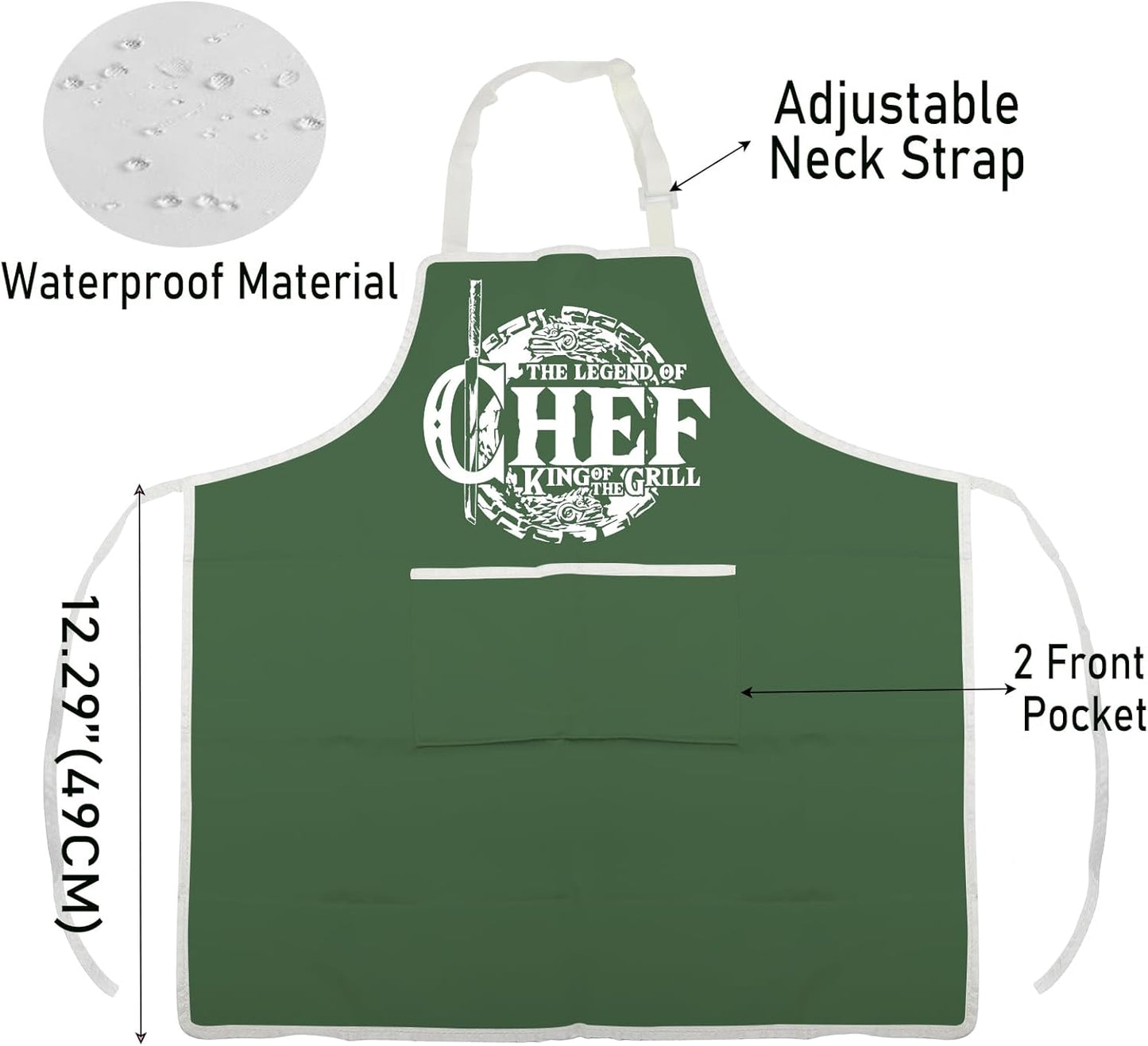 WCGXKO Grilling Gift Grill Kitchen Apron BBQ Chef Apron BBQ Kitchen Ga