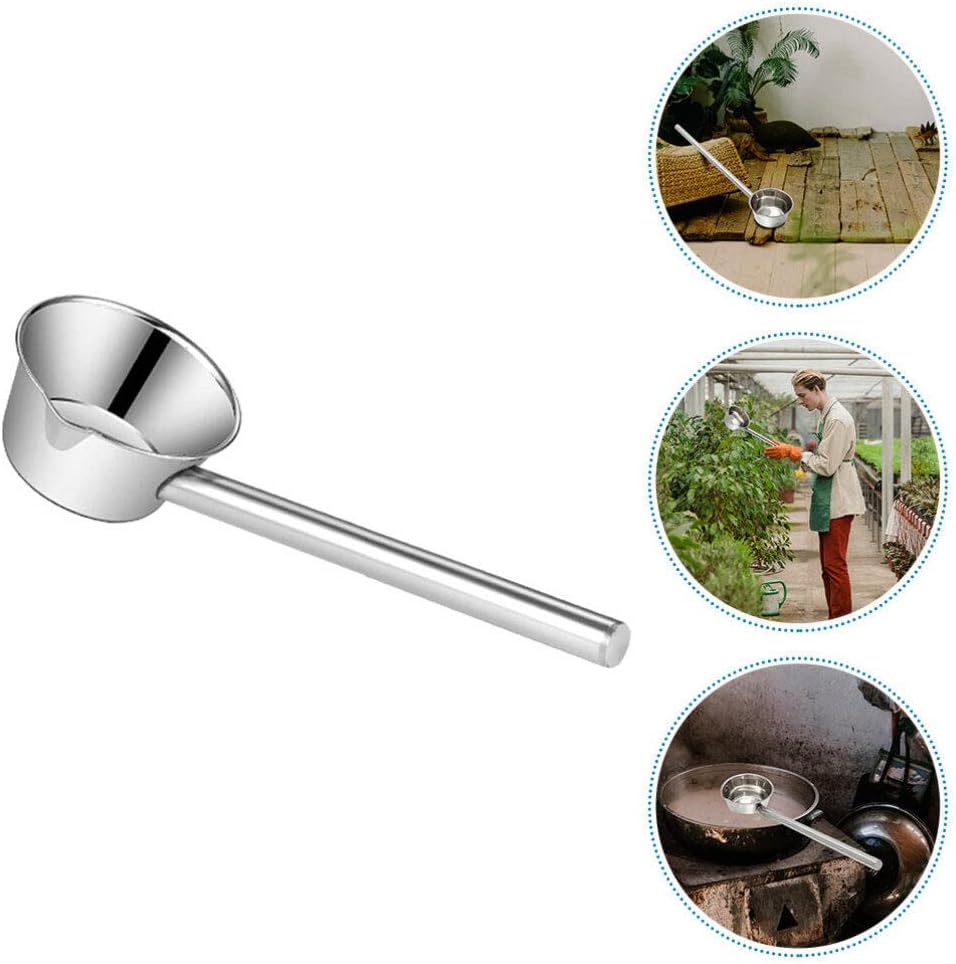 Hemoton Stainless Steel Water Dipper with Extra Long Handle 17.7 Inch Ladle for Kitchen Soup Serving Bath and Garden Watering with Pour Spout