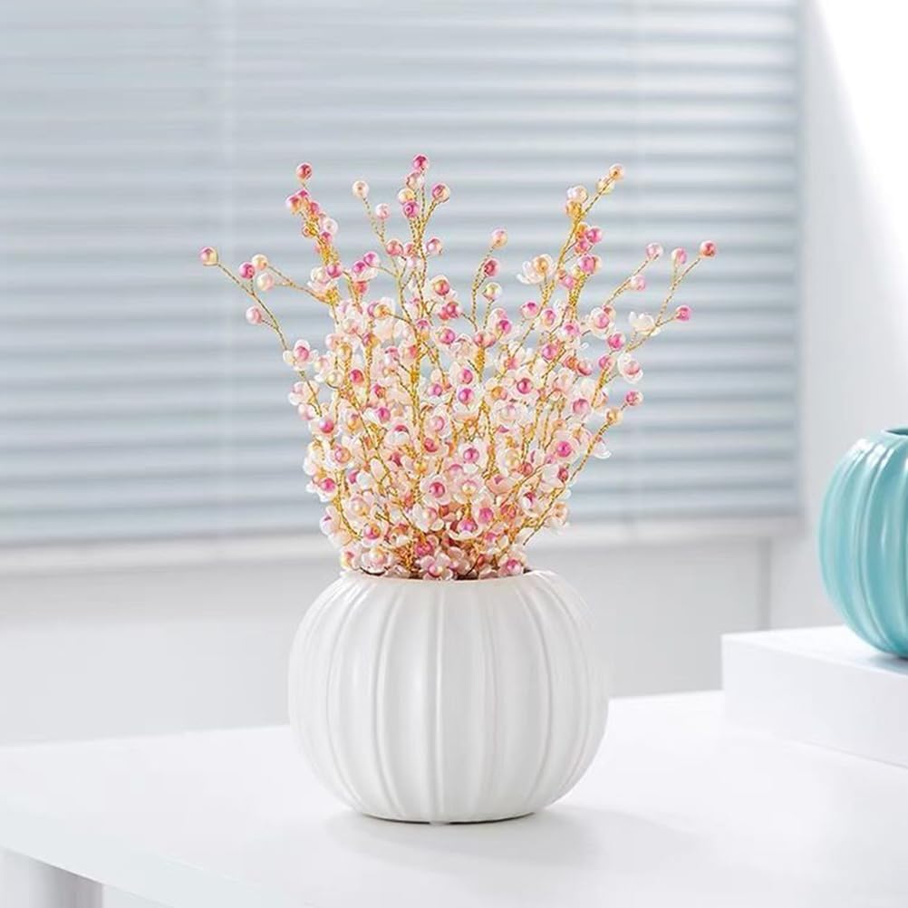 LOGOFUN Fall Pumpkin Planters Ceramic Pumpkin Vase Ceramic Flower Pot for Home Party Decor Flower Arrangements-White