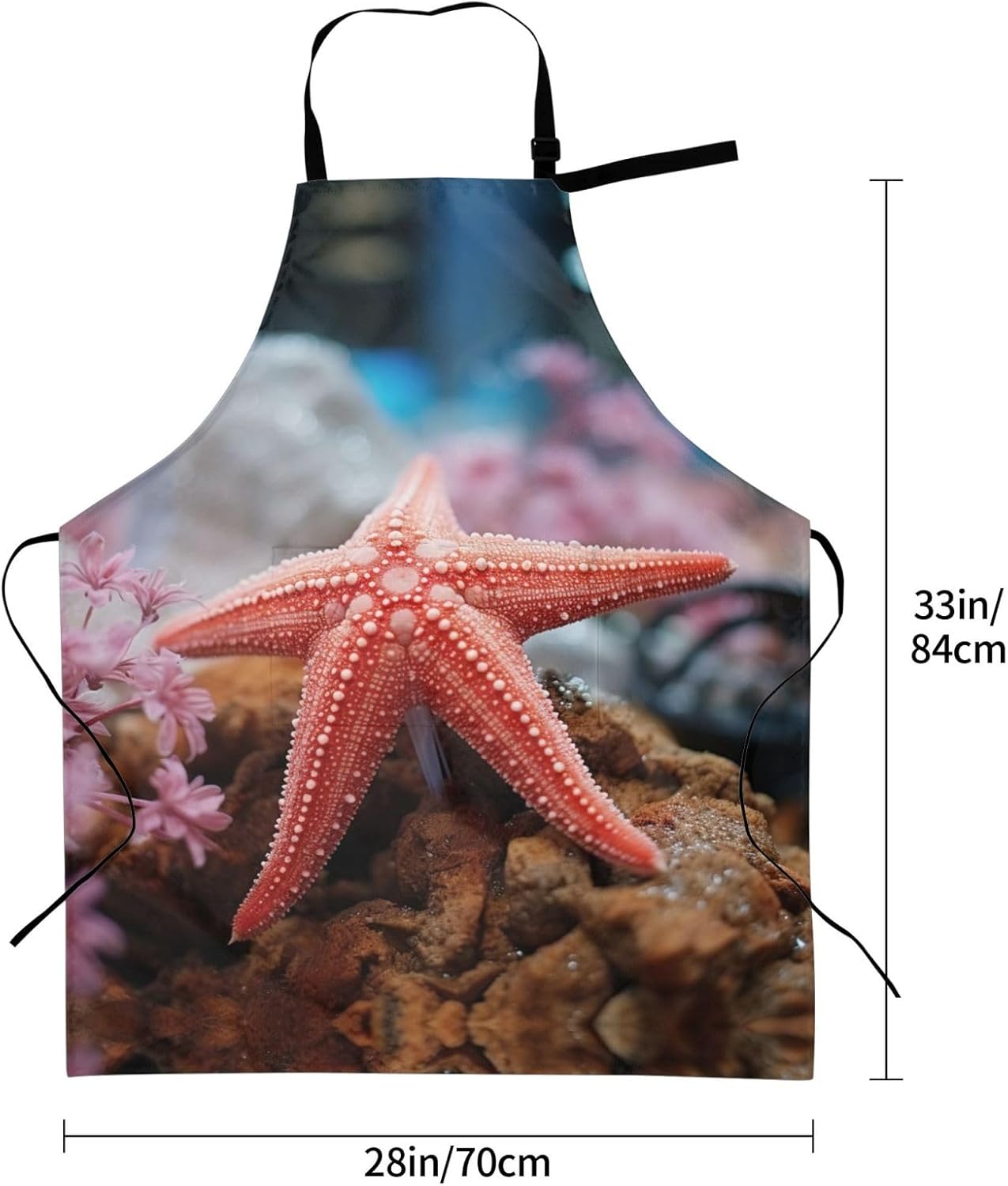 Umbrellas Starfish print Waterproof apron with pocket adjustable cooki