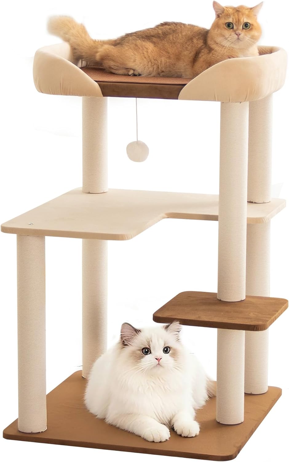 Cat Tree for Large Cats, Modern Senior Friendly Cat Tower with Wide Sh