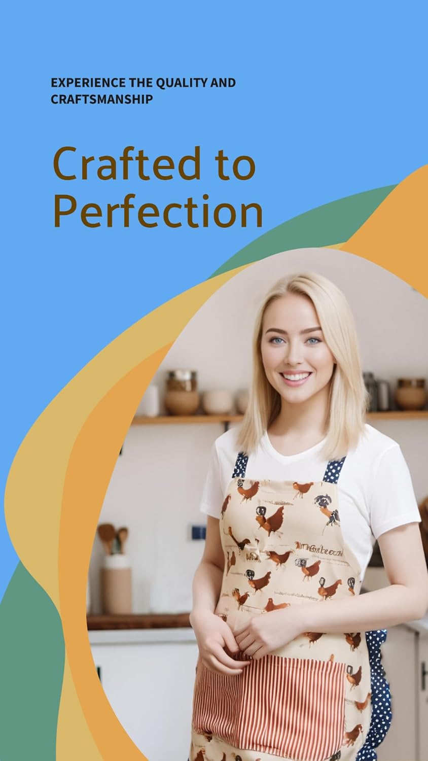 Lovely Flower Pattern Retro Aprons With Large Pockets for Women Girls 
