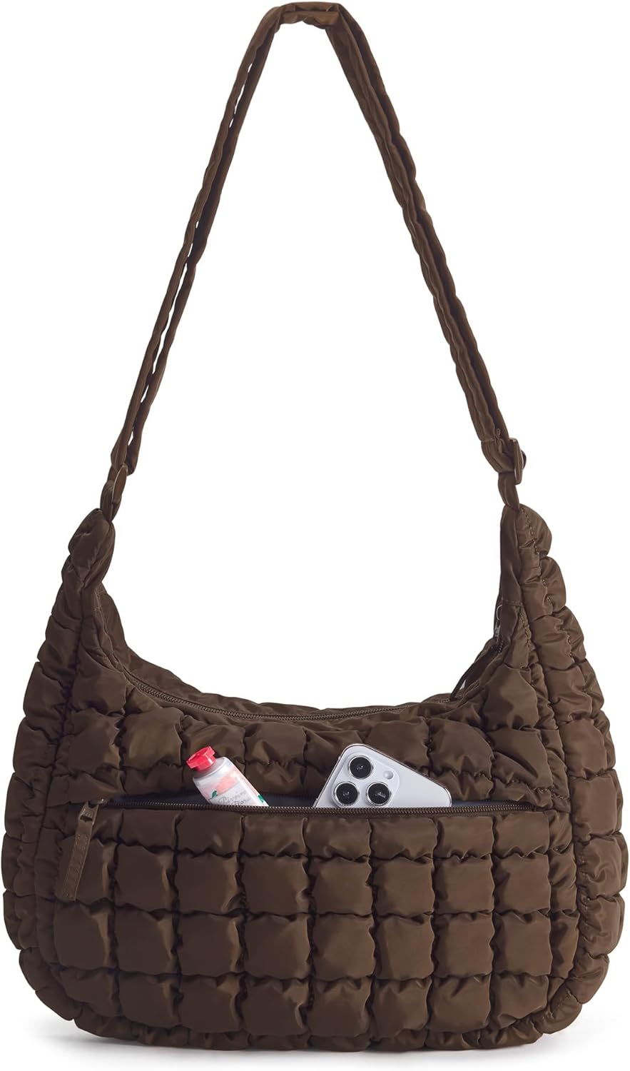 BAGSMART Crossbody Hobo Bag for Women with Adjustable Strap, Quilted P