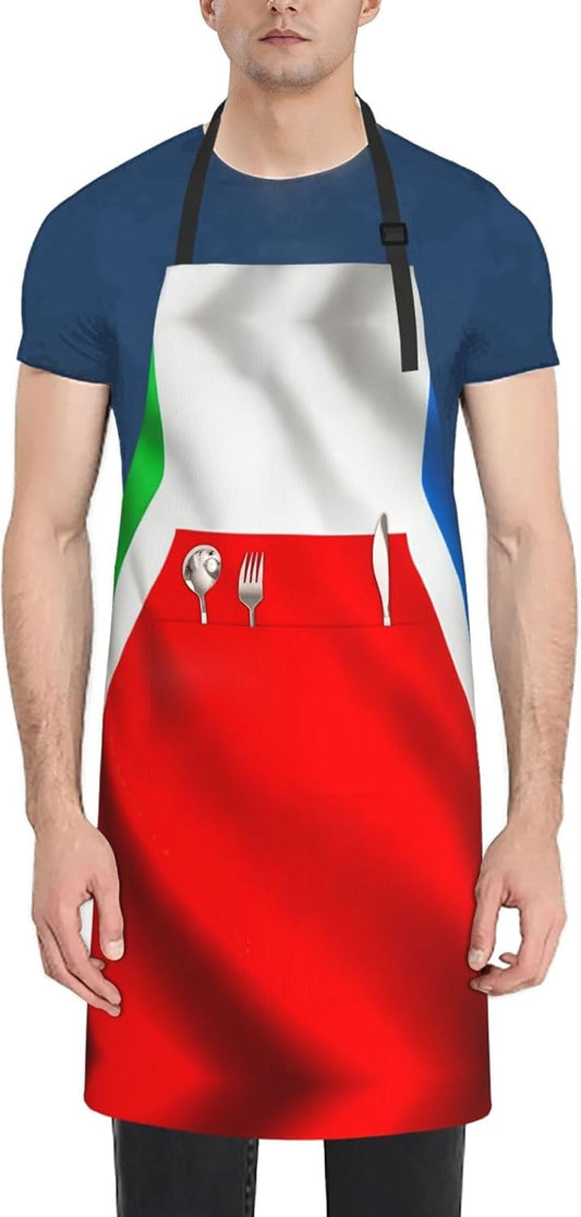 Costa Rica Flag 1 print Waterproof chef's apron with pocket apron for kitchen cooking baking barbecue and gardening