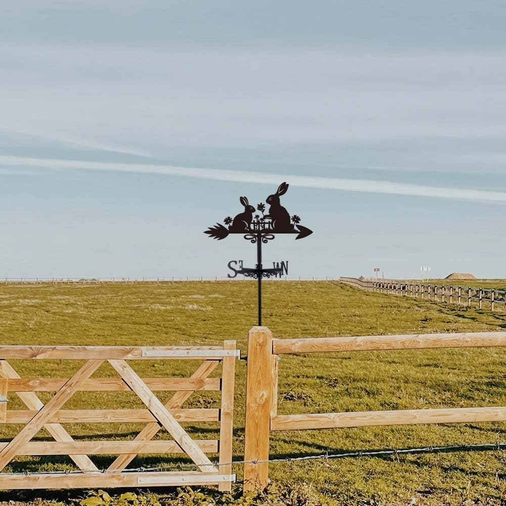 SUPERDANT Rabbit Weathervane Rabbit Weather Vane for Roof Mount Animal Metal Weathervane for Garden Wind Direction Indicators for Farmhouse Yard Outdoor Farm Barn Sheds Patio Decoration