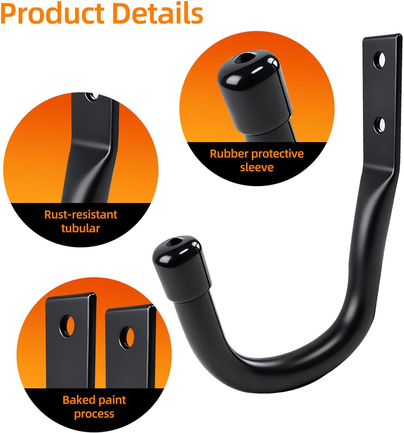 20 Pack Heavy Duty Garage Hooks Wall Mount Steel Garage Storage Hooks with Anti-Slip Coating for Hanging Ladders,Bikes,Garden Tools,Bulk Items Ropes and More Equipment