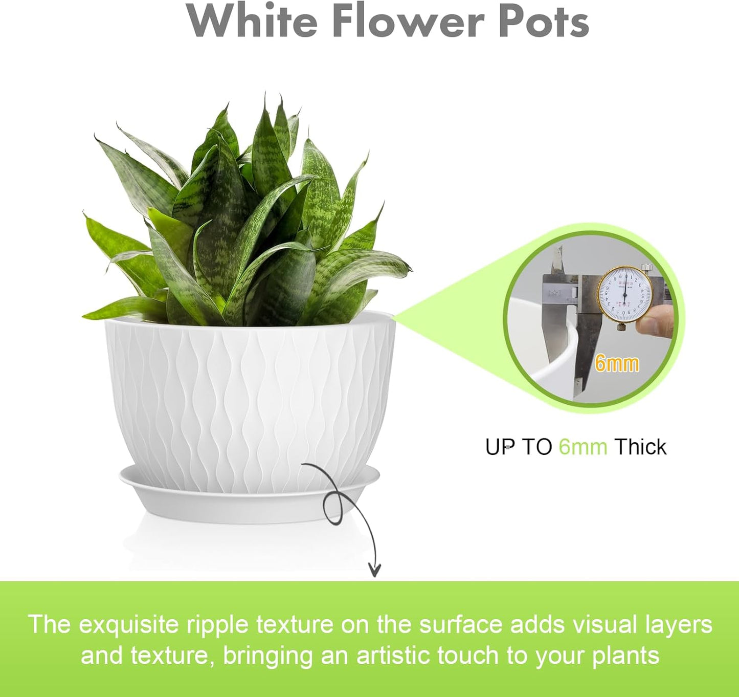 12/10/9 inch Large Plant Pots, 3 Pack Wide Flower Pots for Outdoor Ind