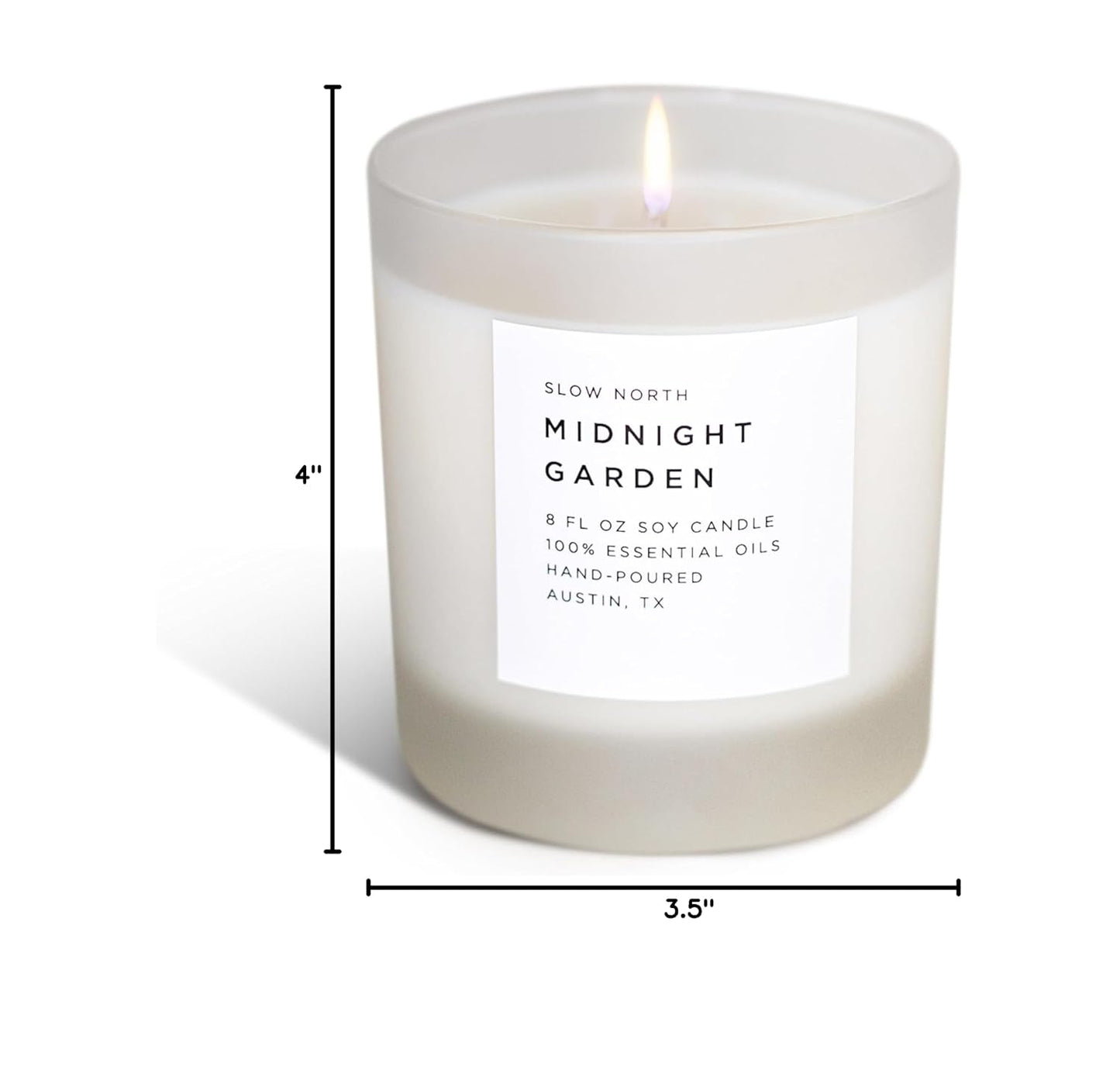 Slow North Midnight Garden Candle - Essential Oils and Pure Soy Wax Candle in a Reusable Frosted Glass Jar - A Unique Scented Candle Hand-Poured in The USA (8 oz)