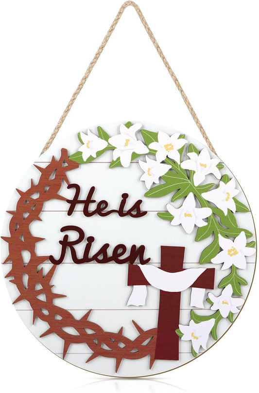 Rustic Wooden Hanger - Aesthetic Easter Door Sign, Spring Welcome Wall