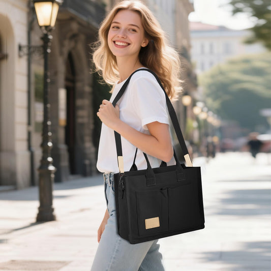 Canvas Tote Bag for Women Crossbody Work Purse with Pockets Top Handle