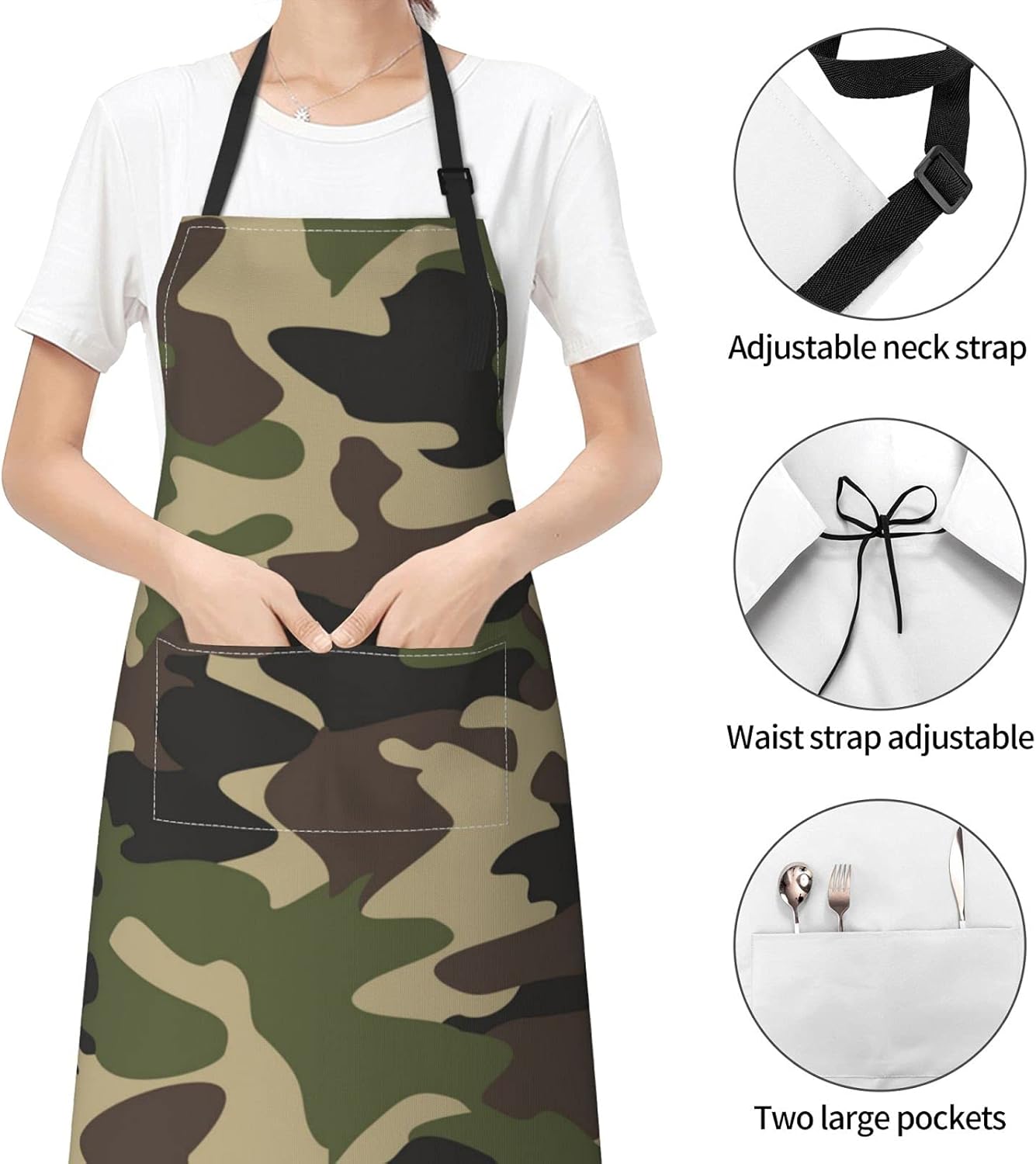 Perinsto Waterproof Apron with 2 Pockets Kitchen Chef Aprons Bibs for 