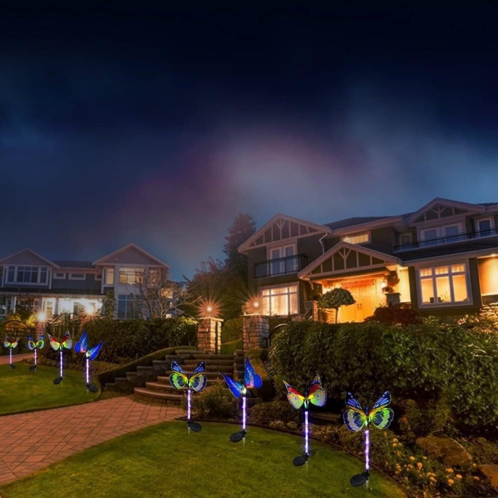 LED Fiber Optic Butterfly Light Outdoor Garden Lawn Landscape Decorative Light Solar Lights for Garden Decoration