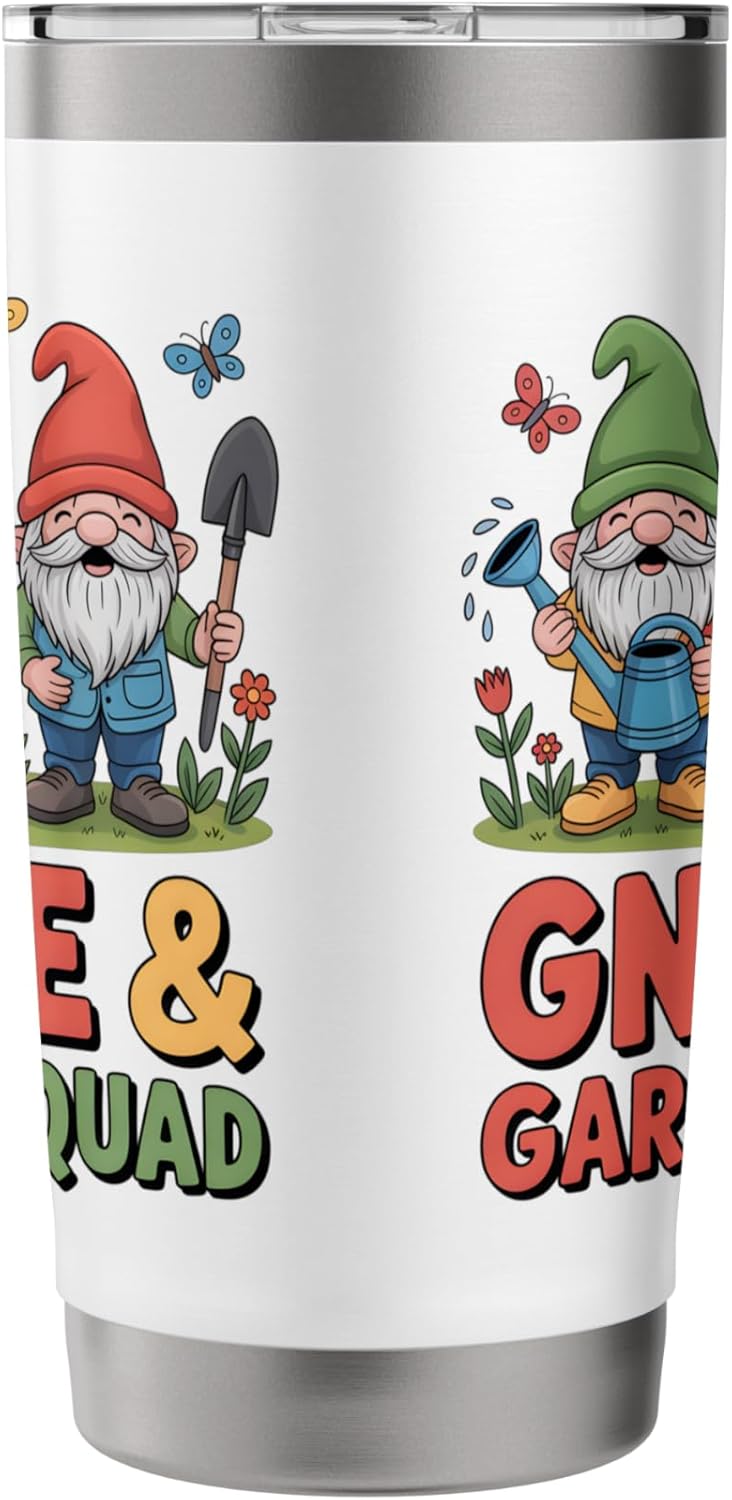 Gnome And Garden Squad Cute Gnomes With Tools And Flowers Stainless St