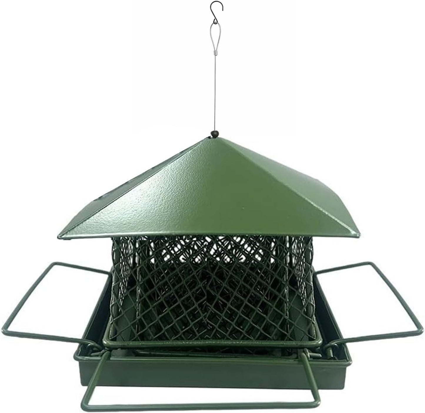 Anti Squirrels Metal Wild Bird Feeder Feeding Stations Wide Roof Protections Dry Large Preservation for Garden Birds Anti Squirrels Weatherproof Metal Bird Feeder