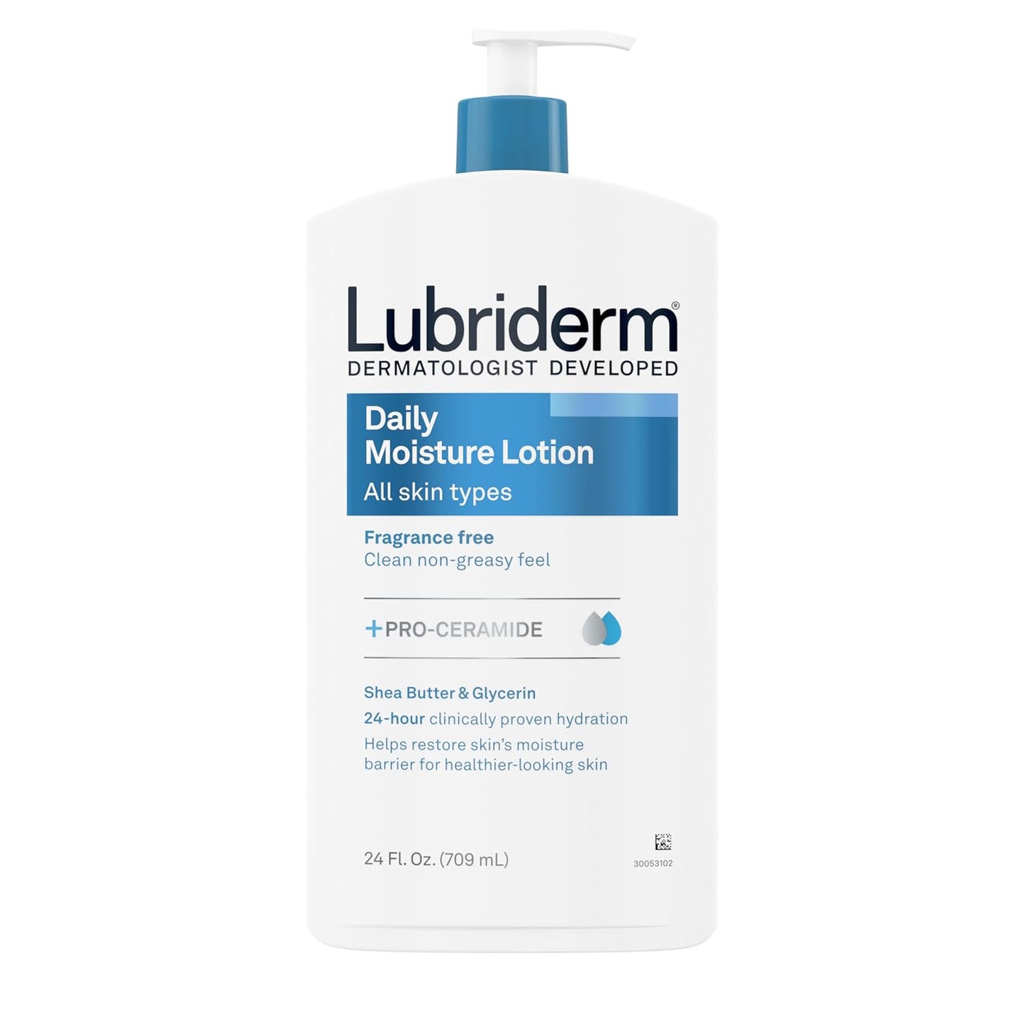 Lubriderm Fragrance Free Daily Moisture Lotion + Pro-Ceramide, Shea Bu