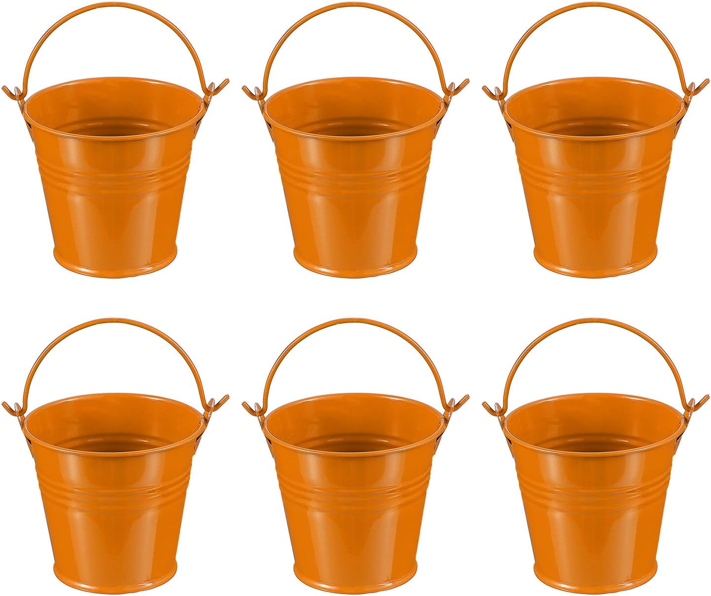 PATIKIL 2.7"x2.3" Small Metal Buckets with Handle, 6 Pcs Mini Galvaniz