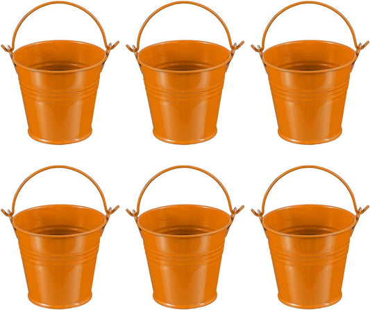PATIKIL 2.7"x2.3" Small Metal Buckets with Handle, 6 Pcs Mini Galvaniz