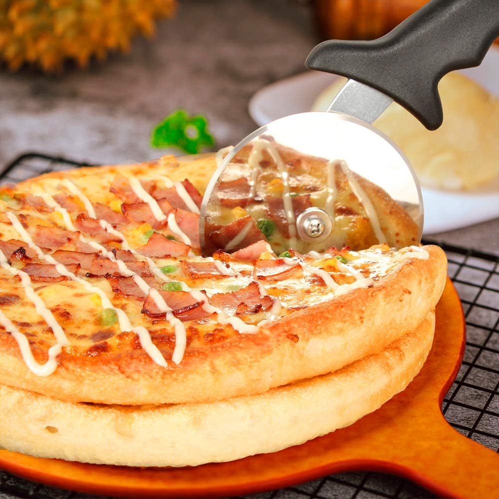 Pizza Cutter Wheel, Stainless Steel Slicer, 9.33-Inch Super heavy 173g, Sharp funny Classic Cutters, Kitchen Gadget with finger guard protects, For Pizza Lovers for easy dishwasher cleaning