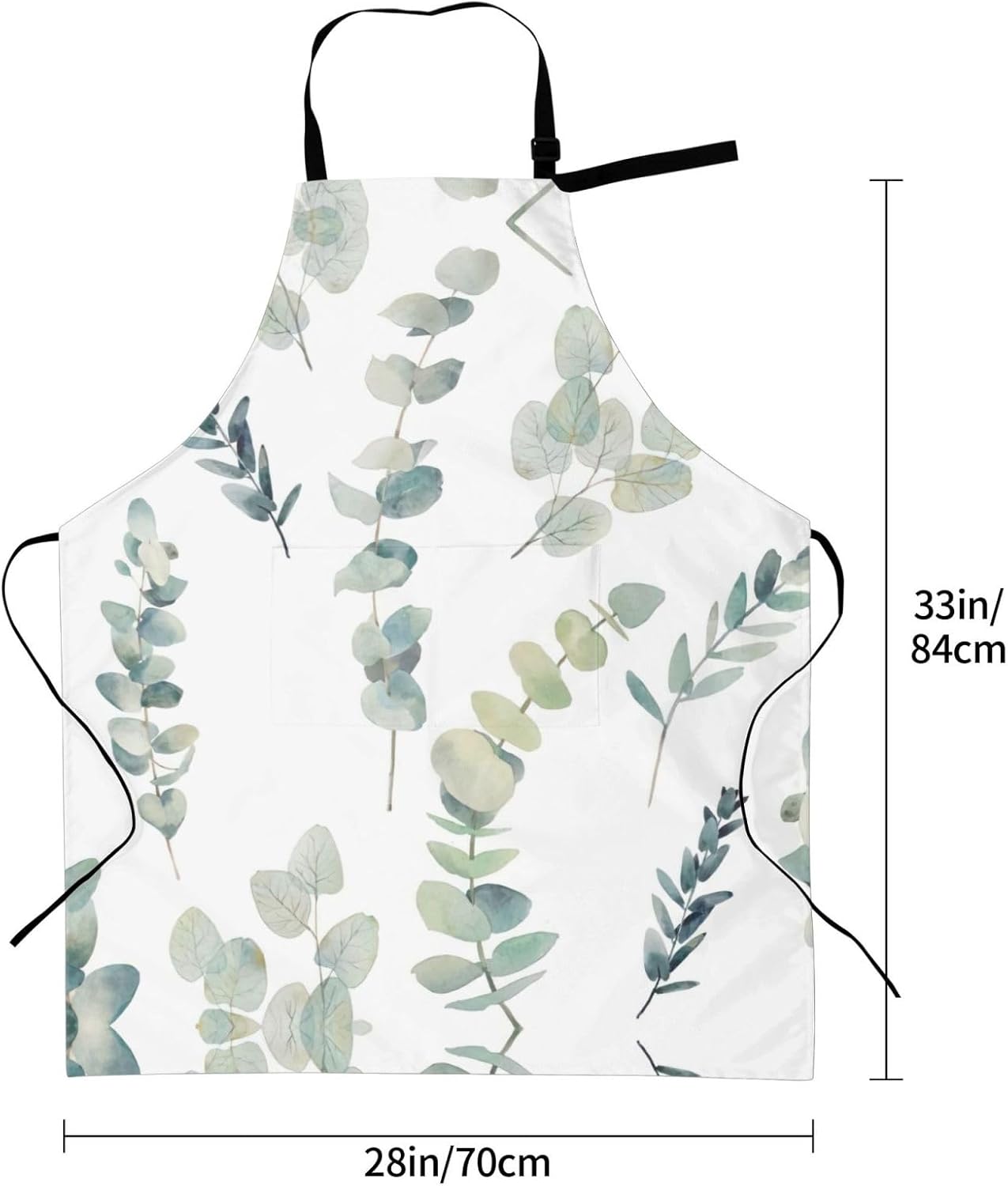 Eucalyptus Leaves print Waterproof apron with pocket adjustable cooking apron for adult kitchen bibs to bake