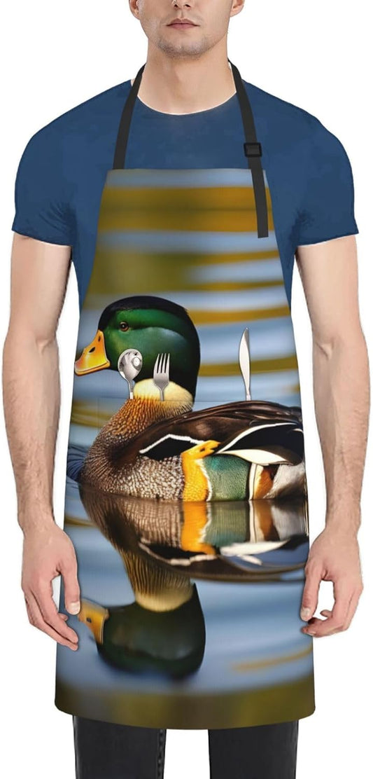 mallard duck print Waterproof apron with pocket adjustable cooking apron for adult kitchen bibs to bake
