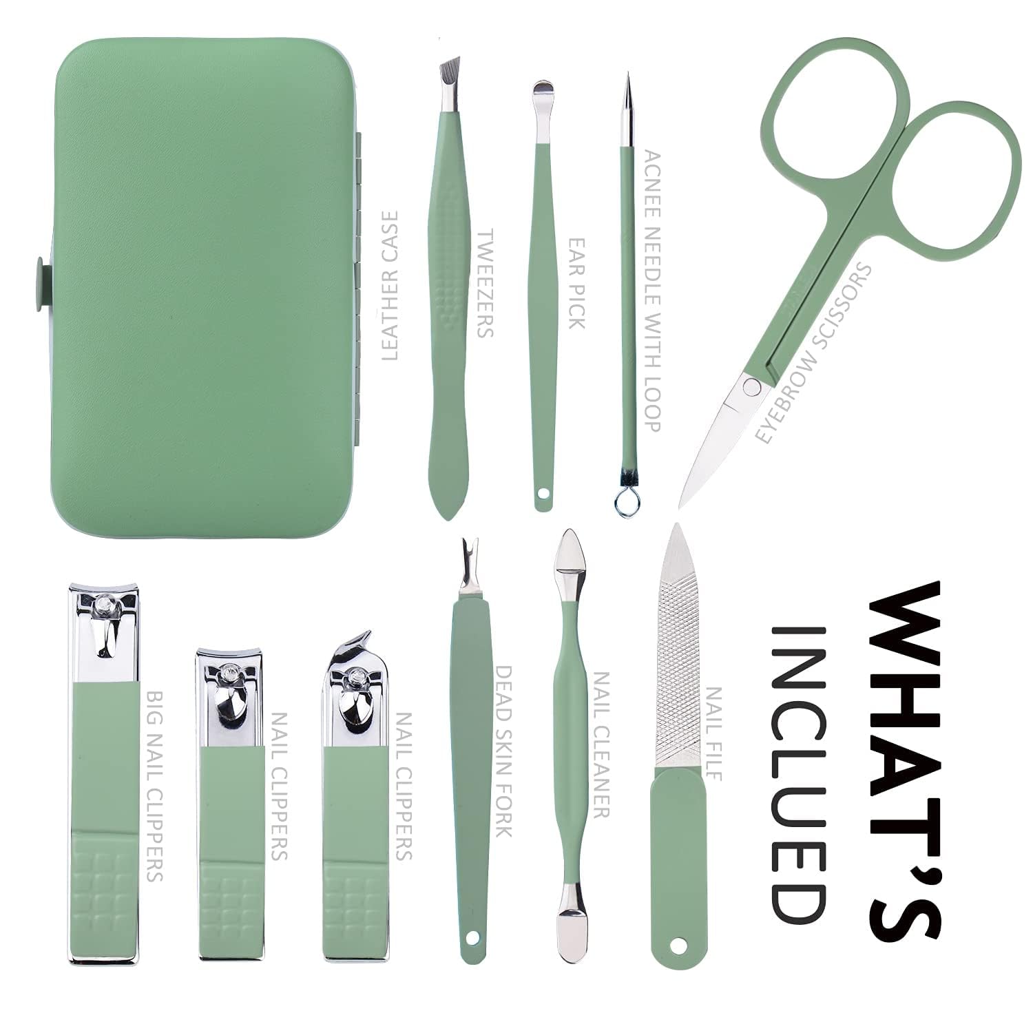 Manicure Set 10 in 1 Stainless Steel, Nail Clippers Scissors Pedicure 