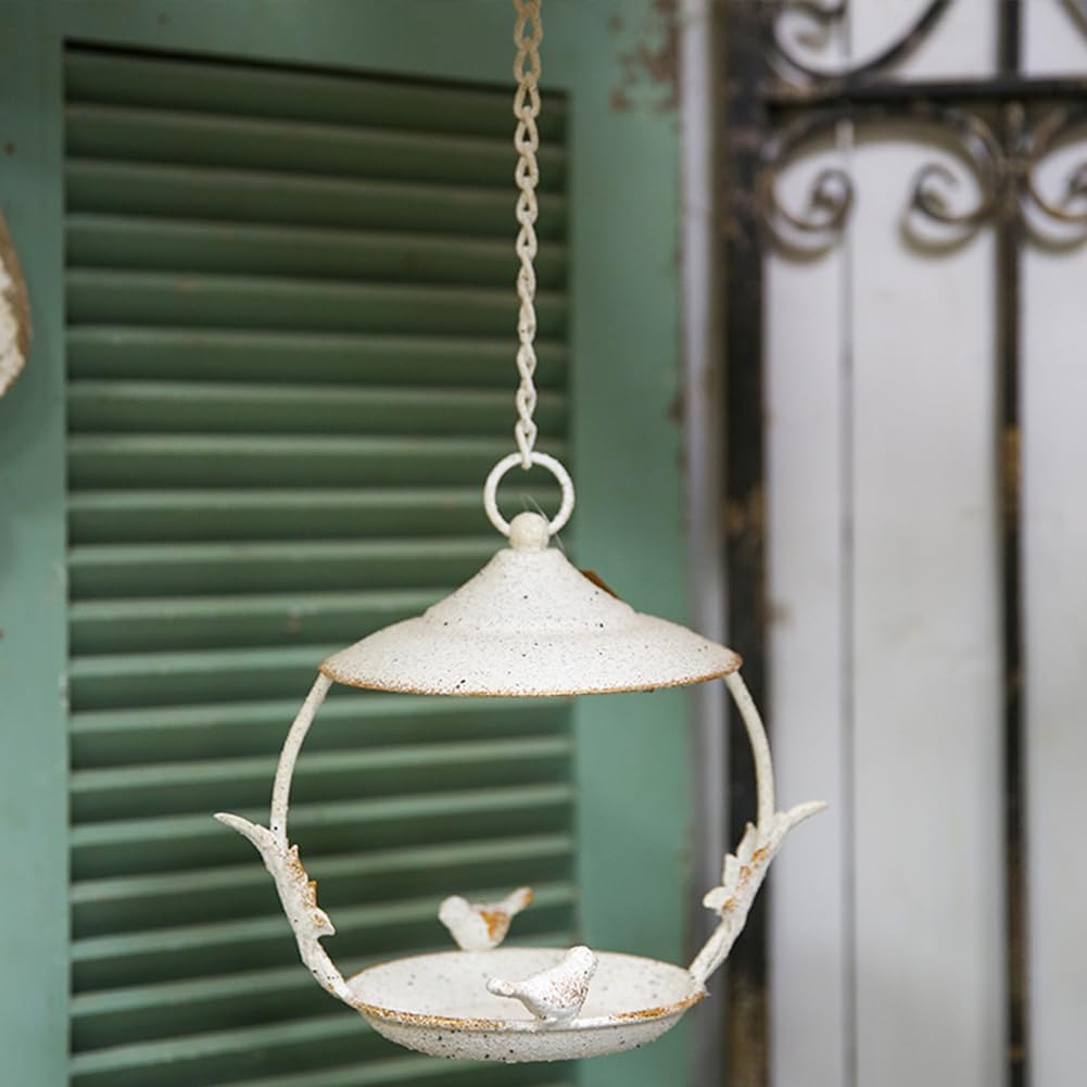 Distressed Hanging Bird Feeder Tray Outside,White Hanging Birdbath Fee