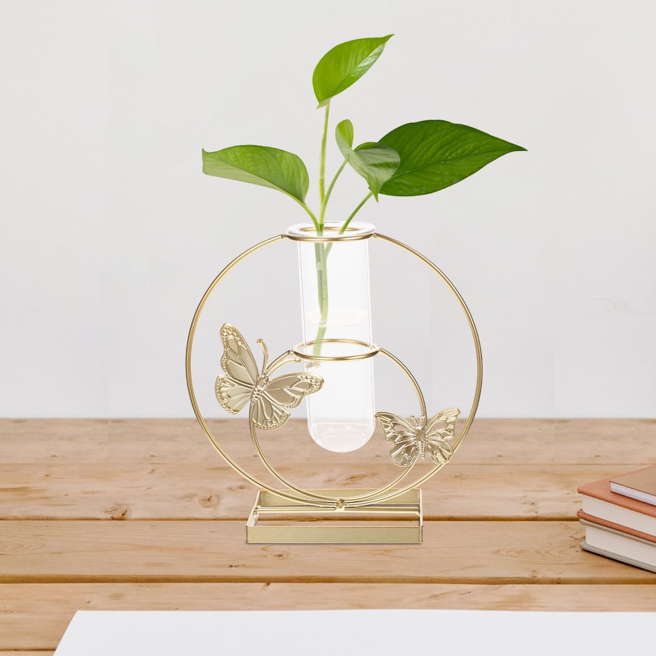 Hydroponic Flower Pot Clear Glass Vase with Butterfly Pattern 8.26X7.87X2.95In Decorative Desktop Planter for Home Wedding Party Centerpiece
