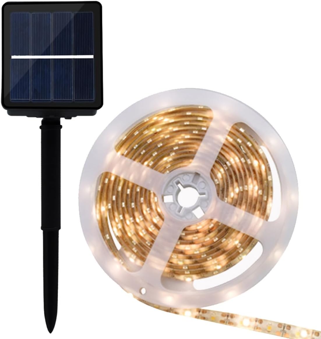 Solar Tape Lights Outdoor LED Strip Warm White 3500k Solar Powered Garden Lawn Lighting for Patio Porch Yard Decoration