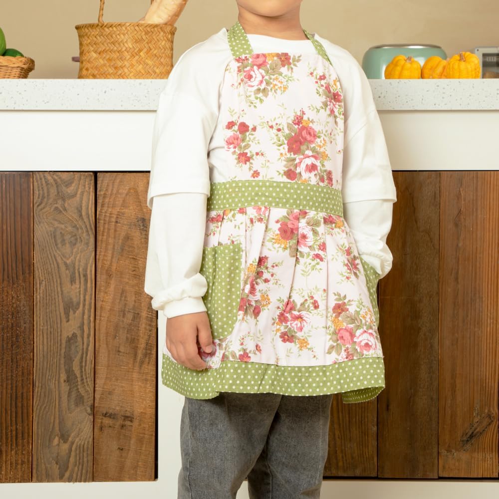 NEOVIVA Kitchen Aprons for Toddler Girls with Pockets, Adorable Cotton
