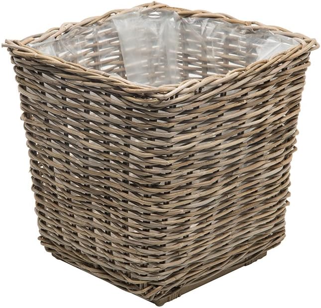 Kouboo Planter Woven Rattan Indoor Outdoor with Drainage Holes Tall Cute Pots Square for Olive Tree Large