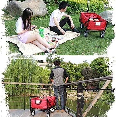 Heavy Duty Folding Garden Wagon Cart - 4-Wheel Utility Trolley, Perfect for Outdoor Camping, Beach Trips, and Grocery Shopping - Versatile Folding Design
