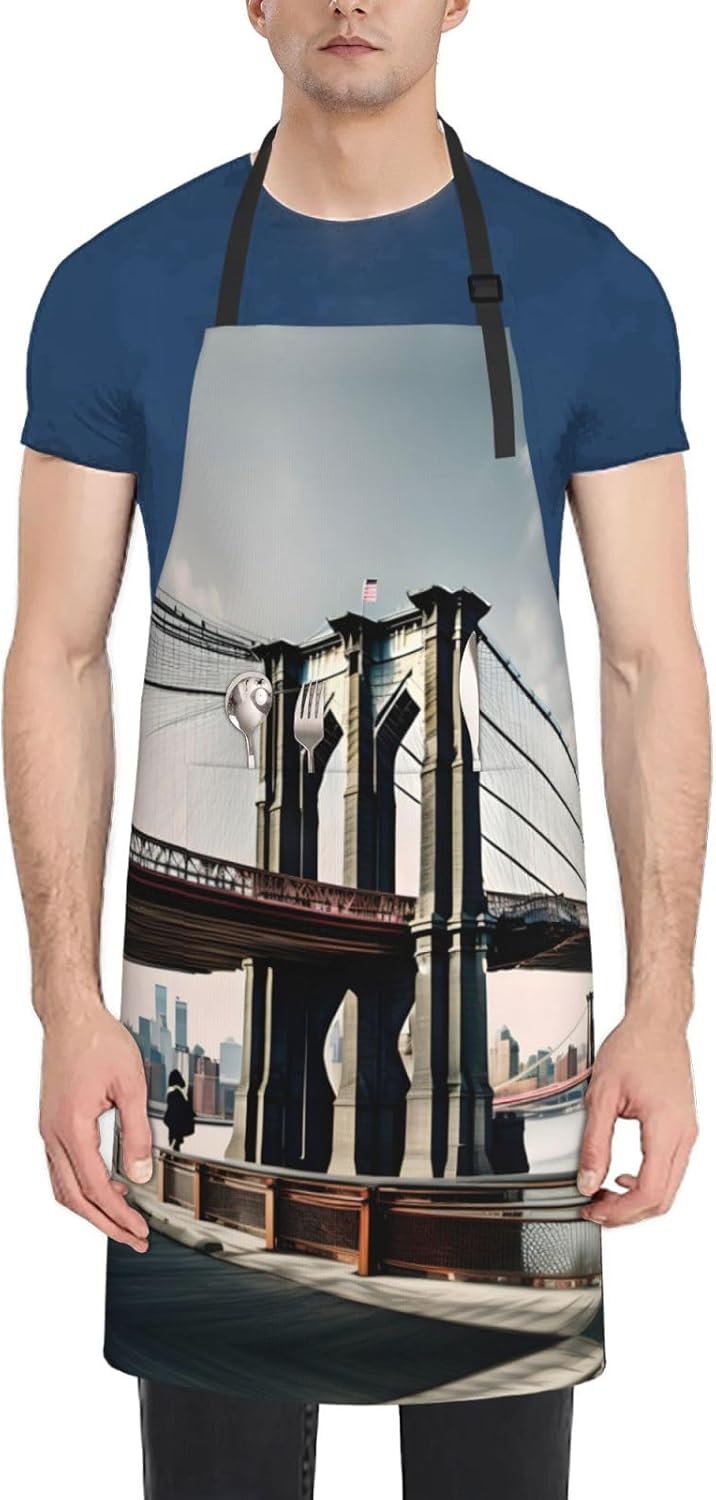 Brooklyn Bridge s Print Laundry apron 28x33 In Waterproof Kitchen Apro