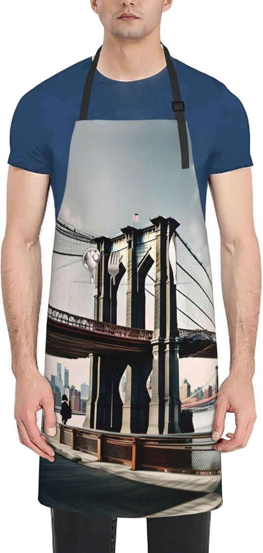 Brooklyn Bridge s Print Laundry apron 28x33 In Waterproof Kitchen Apro