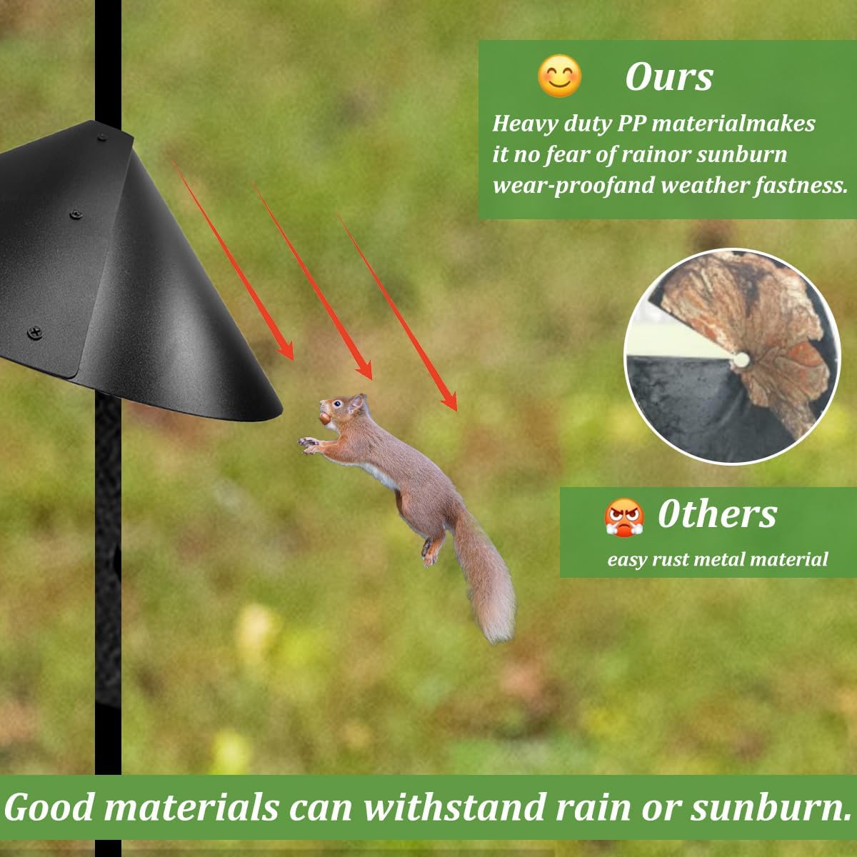 2 Pack 19 Inch Squirrel Baffle for Bird Feeder Pole,Outside Pole Mount Bird House Guard for Outdoor Shepherd’s Hook, Squirrel Stopper Protect Against Raccoons Rodents