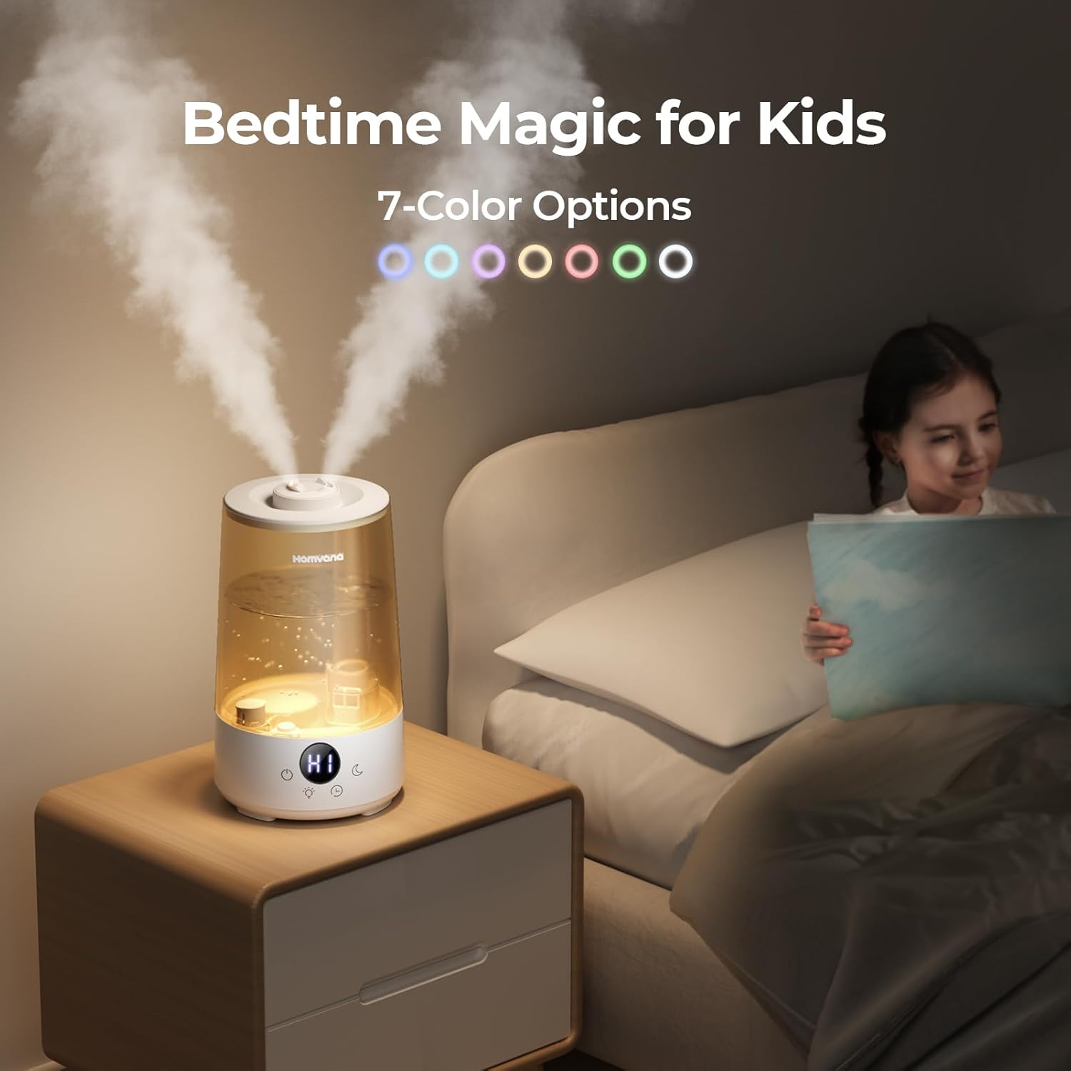 Homvana Humidifiers for Bedroom Home, 3.6 L Cool Mist Top-Fill 34H Sup