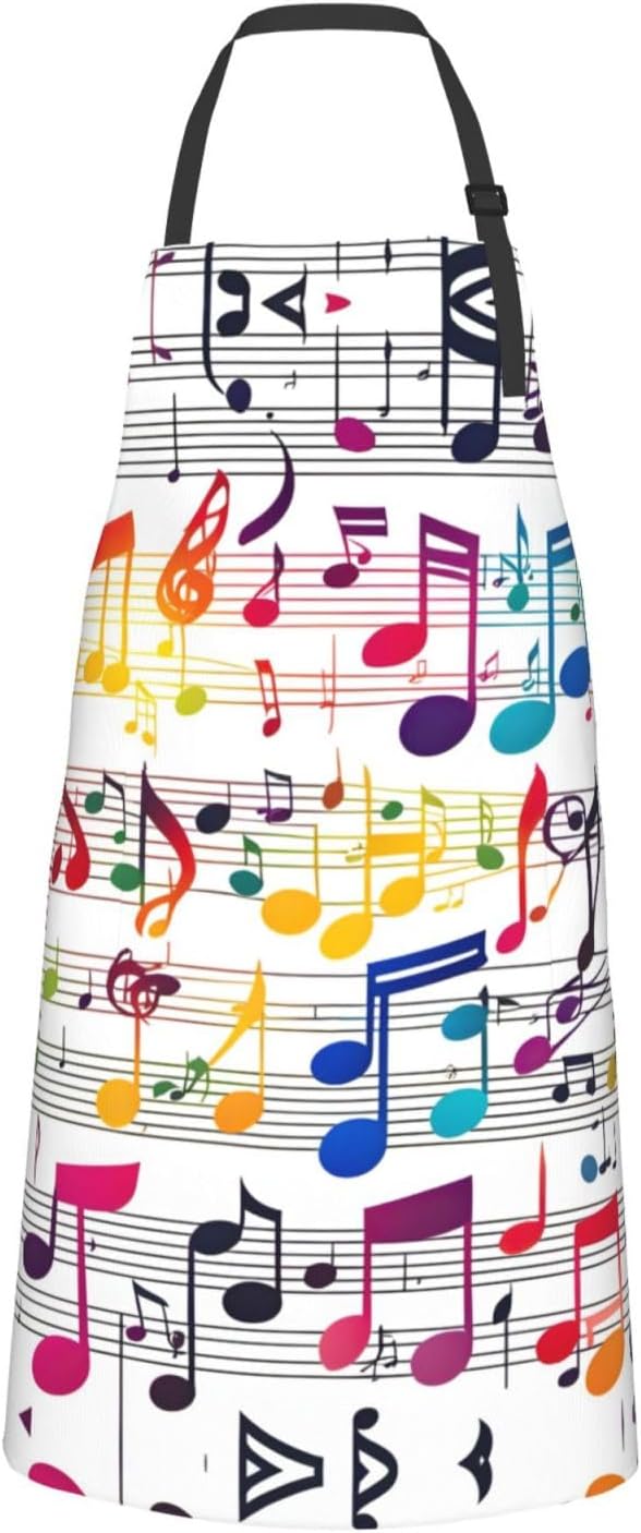 Colorful Music Notes print Waterproof chef's apron with pocket apron f