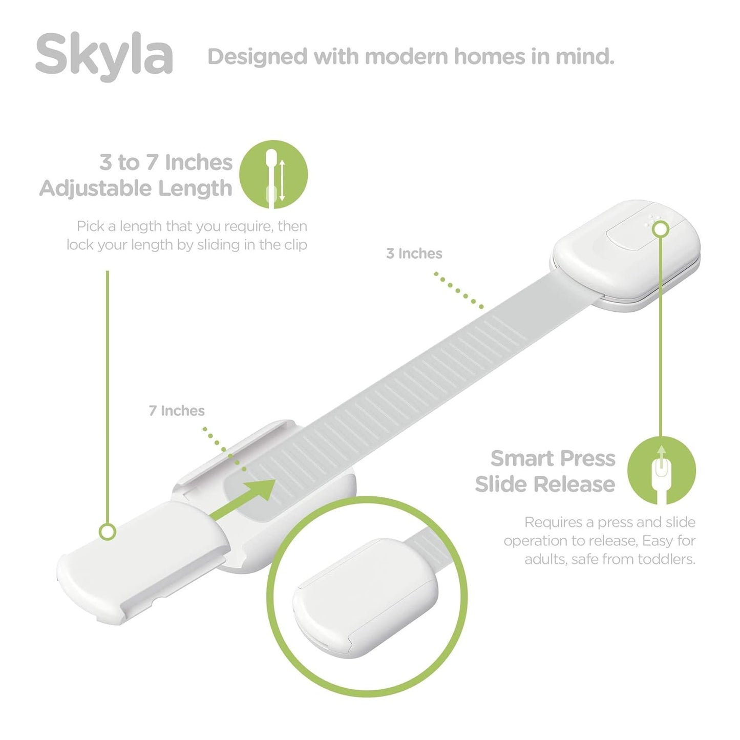 SKYLA HOMES Baby Locks (8-Pack) Child Safety Cabinet Proofing - Safe Q