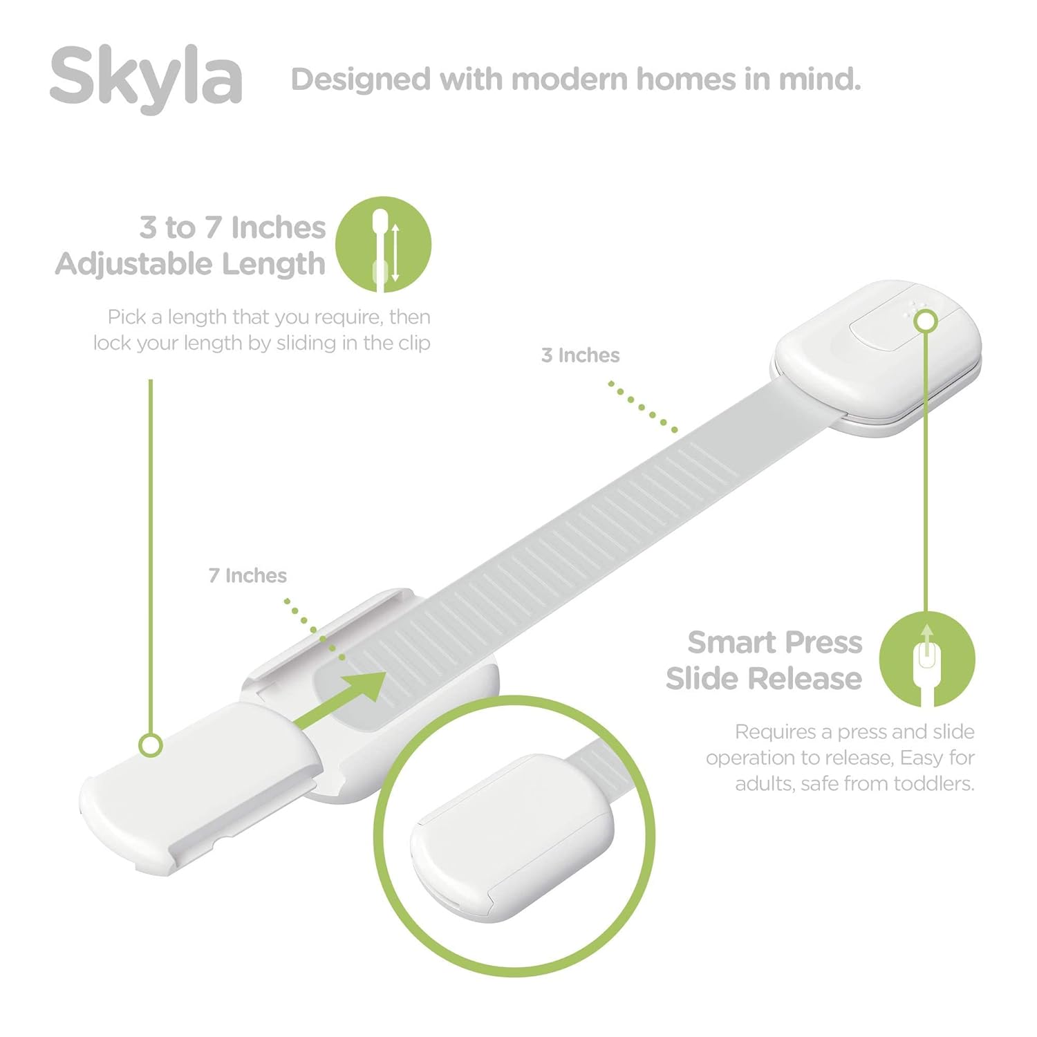 SKYLA HOMES Baby Locks (8-Pack) Child Safety Cabinet Proofing - Safe Q