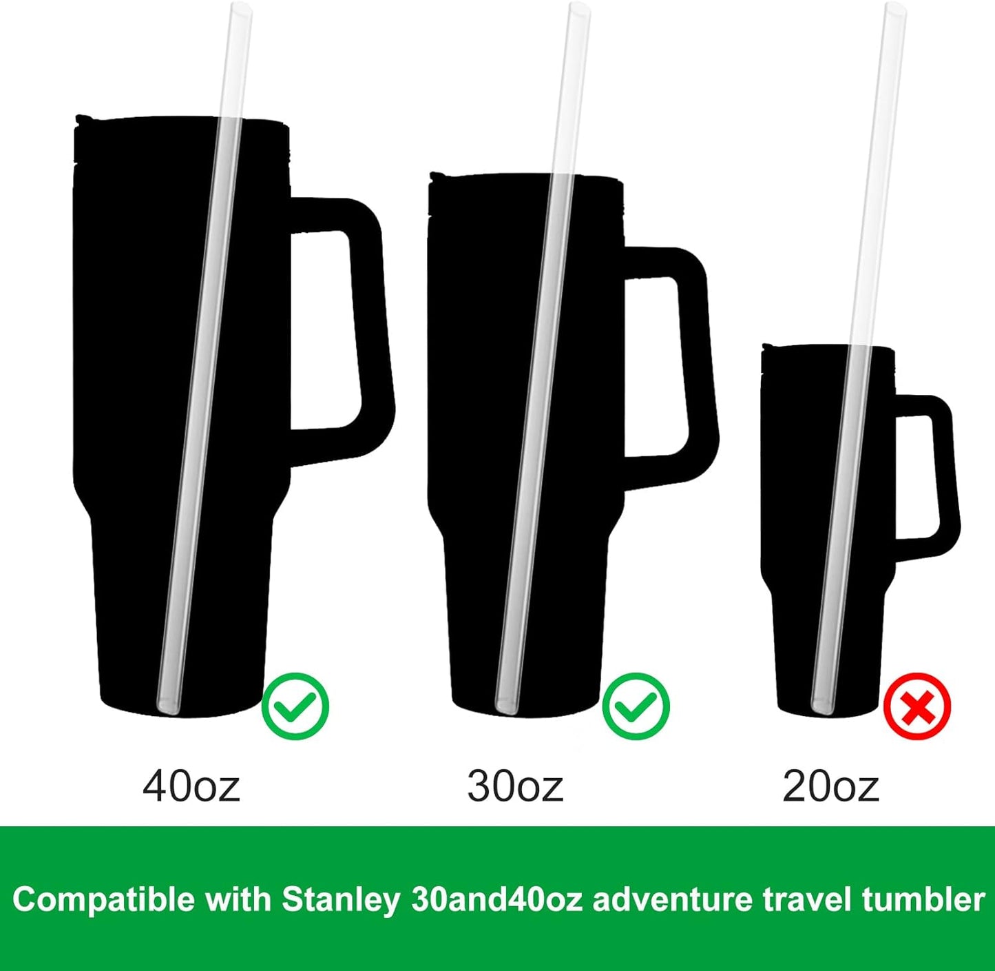 Replacement Straw Compatible with Stanley 40 oz 30 oz Cup Tumbler, 6 Pack Reusable Straws for Stanley 40 oz Tumbler with Handle, Straws with Cleaning Brush for Stanley Accessories, Plastic, Clear