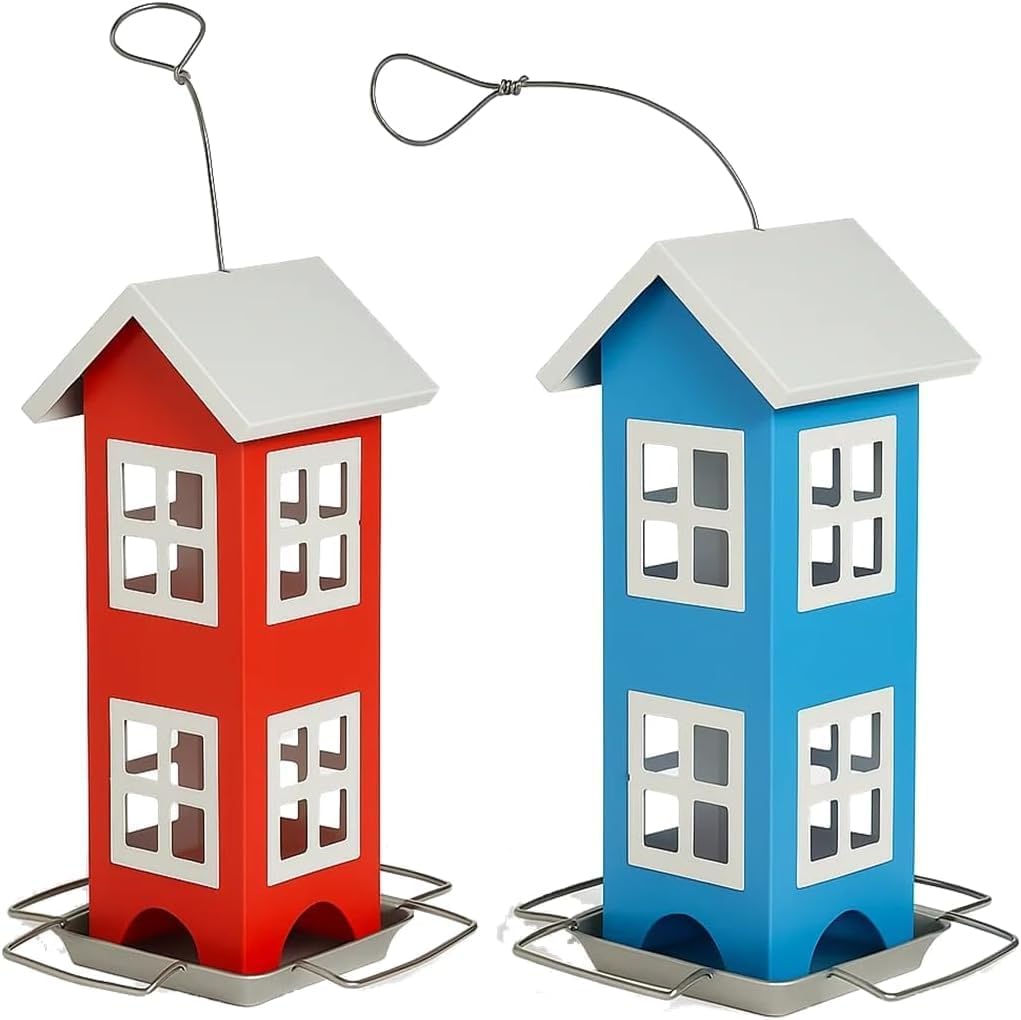 2pk Bird Feeders for Outside, Metal Birdfeeder, Hanging Bird Feeder fo
